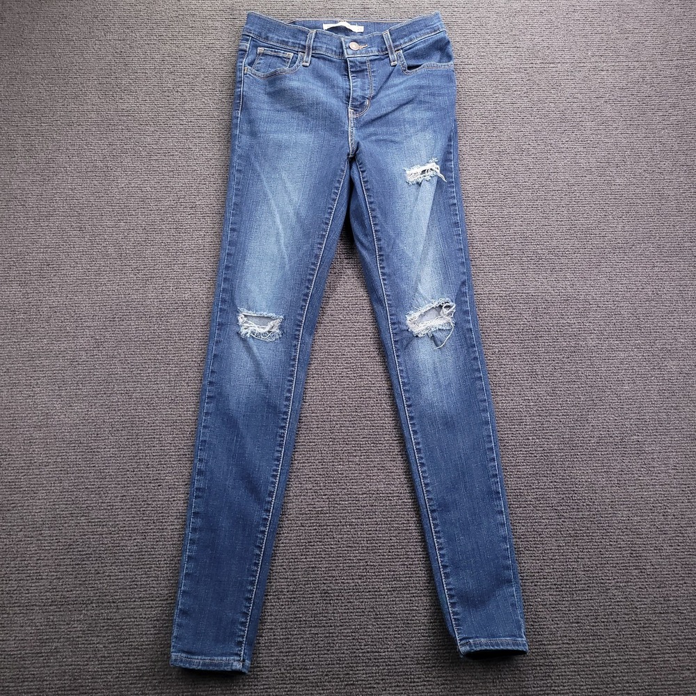 LEVIS 720 Jeans Size 26 High Rise Super Skinny Distressed Stretch Denim